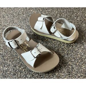 Hoy Shoe Co White Split Leather Little Girls Toddler Size 8 Summer Casual Sandal